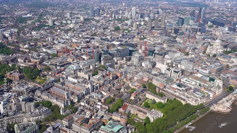 Aerial view of the North bank, Fleet Street, Temple and St Pauls to Blackfriers Bridge and the South Bank, London, UK Aerial view of the North bank, Fleet Street, Temple and St Pauls to Blackfriers Bridge and the South Bank, London, UK