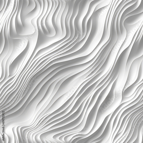 White seamless texture. Wavy background. Interior wall decoration panel pattern abstract waves. Tile backdrop. Ai generartive