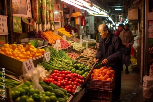 Vibrant Asian Market - Cultural Diversity and Exotic Flavors, Generative Ai