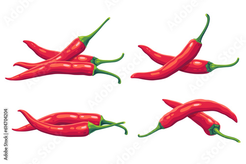 chili peppers on a white background.Vector illustration cartoon