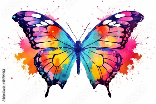 Vibrant Painted Butterfly with Colorful Wings - Beauty and Artistic Expression, Generative AI © Haider