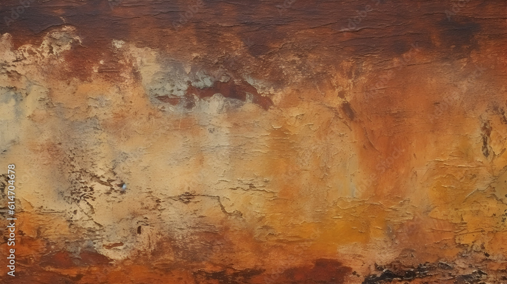 Old brown colored vintage abstract painted background texture banner panorama, with space for text. Generative AI.