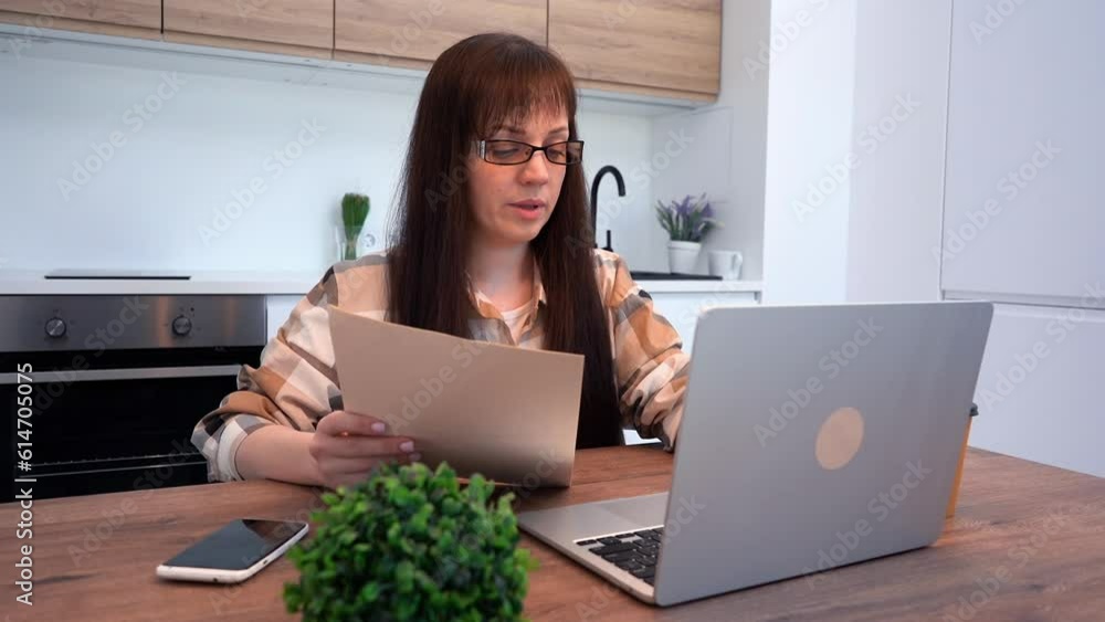 The secretary or chief assistant at remote work enters data into database. The secretary or chief assistant at remote work enters data into database.