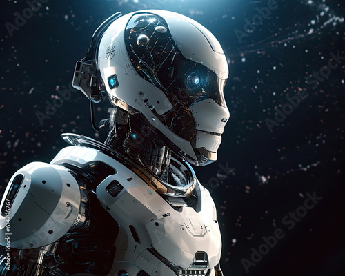 Futuristic Robots on Their Journey through the Universe - Generative AI Technology