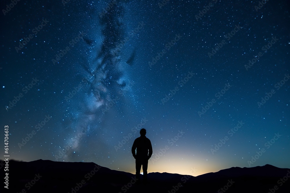Fototapeta premium feeling of serenity and wonder at the immensity of the universe and the smallness of the human being in comparison