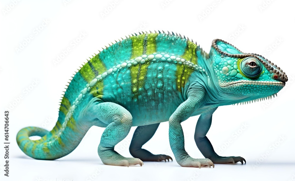 Cheerful chameleon on a white background. Generative AI. Cheerful chameleon on a white background. Generative AI.