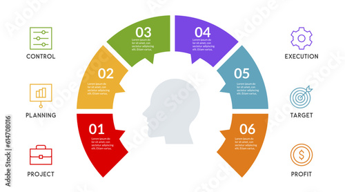 Business concept 6 options or steps