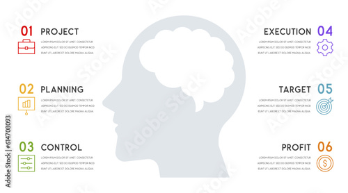 Vector human head and other elements for infographics