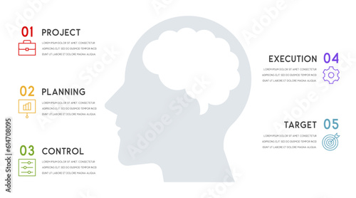 Vector human head and other elements for infographics