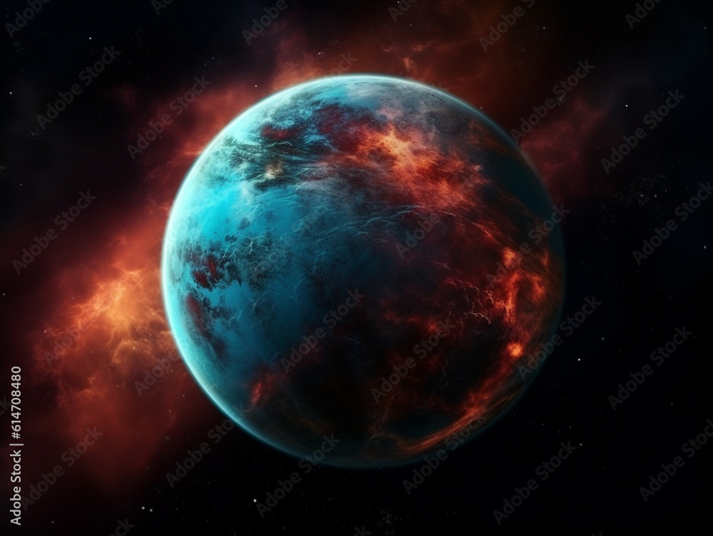 Naklejka premium view from space of a planet resembling planet Earth, Generative AI