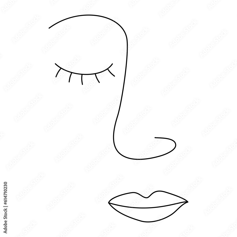 Woman line face. Female linear abstract portrait. Vector illustration isolated on white. Woman line face. Female linear abstract portrait. Vector illustration isolated on white.