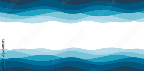 Blue wave abstract background. Sea waves wallpaper for presentation. Water lines pattern. Vector illustration.