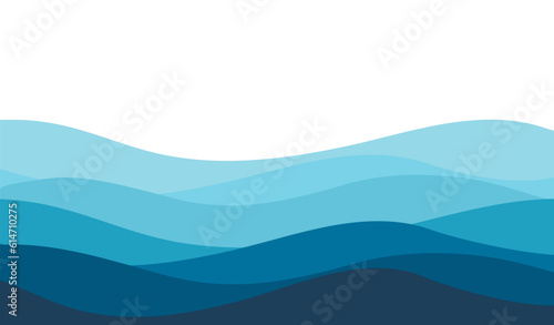 Blue sea wave background. Ocean abstract waves lines wallpaper. Vector illustration.