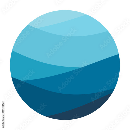 Blue sea wave circle shape. Ocean abstract waves lines round badge. Vector illustration.