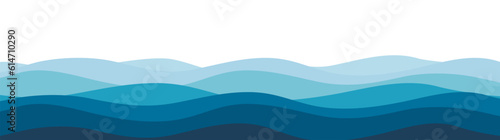 Blue sea wave background. Ocean abstract waves lines wallpaper. Vector illustration.