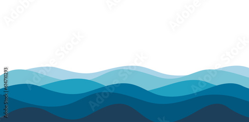 Blue sea wave background. Ocean abstract waves lines wallpaper. Vector illustration.
