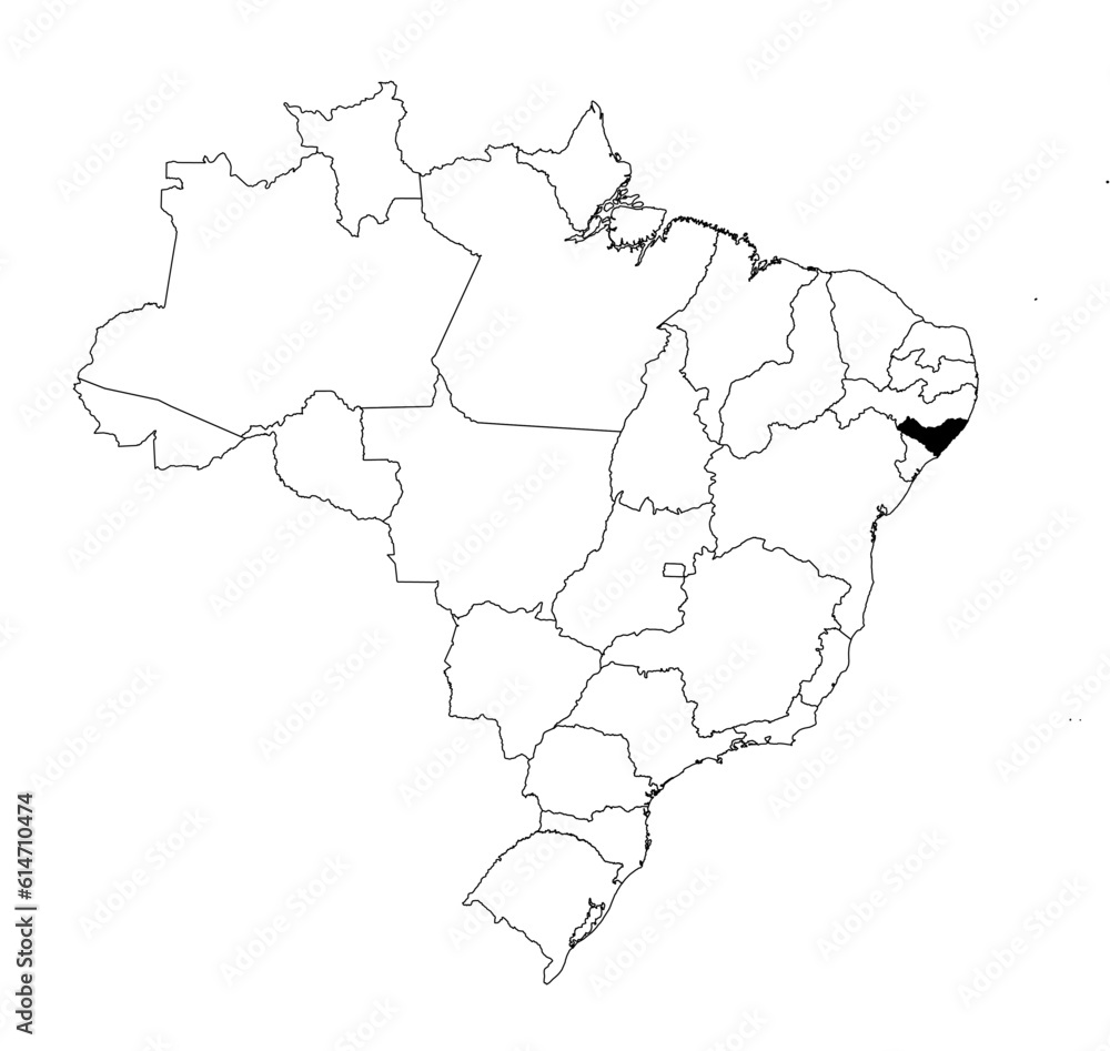 Vector map of the state of Alagoas highlighted highlighted in black on the map of Brazil. Vector map of the state of Alagoas highlighted highlighted in black on the map of Brazil.
