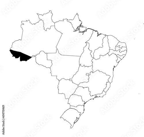 Vector map of the state of Acre highlighted highlighted in black on the map of Brazil.