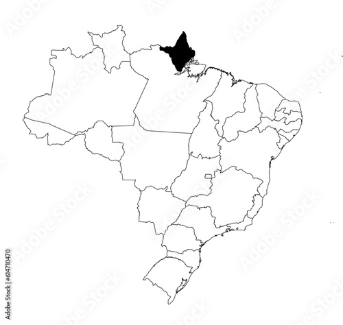 Vector map of the state of Amapá highlighted highlighted in black on the map of Brazil.