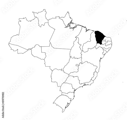 Vector map of the state of Ceará highlighted highlighted in black on the map of Brazil.