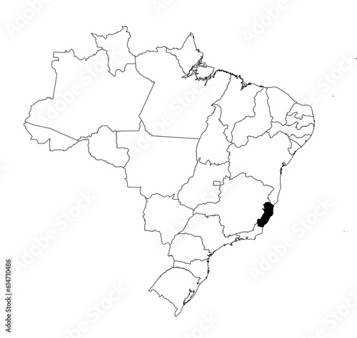 Vector map of the state of Espírito Santo highlighted highlighted in black on the map of Brazil.