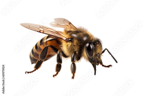 honey bee walking isolated on transparent background cutout generative AI.