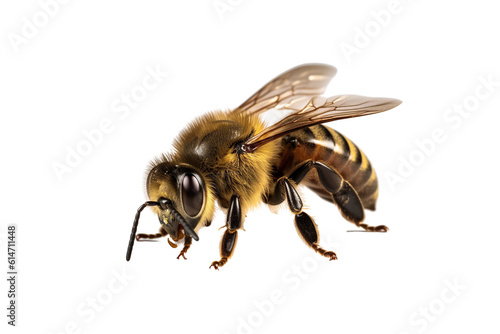 honey bee walking isolated on transparent background cutout generative AI.