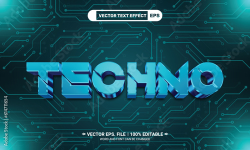 Techno editable vector text effect on technology background
