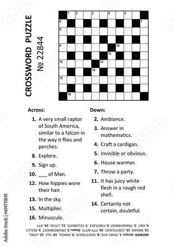 Crossword puzzle game № 22844. General knowledge, family friendly content. Answer included.
