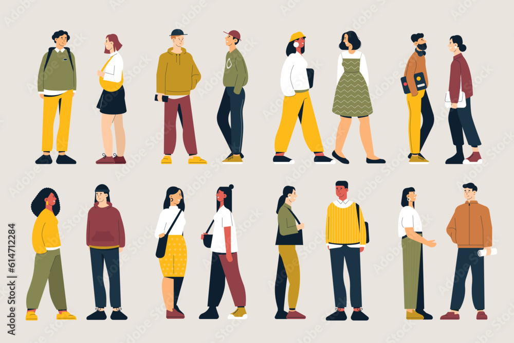 People talking and communicating. Cartoon characters talking with each other and sharing opinions, smart person with teaching skills. Vector isolated set People talking and communicating. Cartoon characters talking with each other and sharing opinions, smart person with teaching skills. Vector isolated set