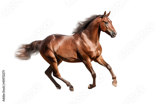 Fotografia Close up horse isolated on transparent background generative AI.