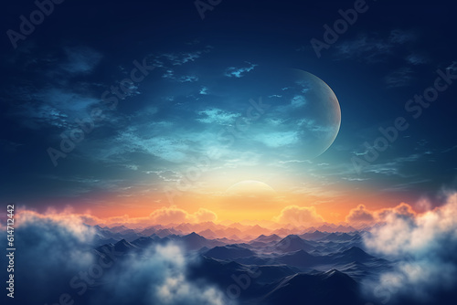 Flying over deep night clouds with moonlight © MUS_GRAPHIC