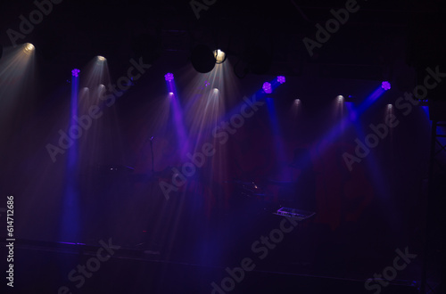 spotlights on stage before a concert 