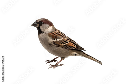 close up sparrow isolated on transparent background generative Ai. photo