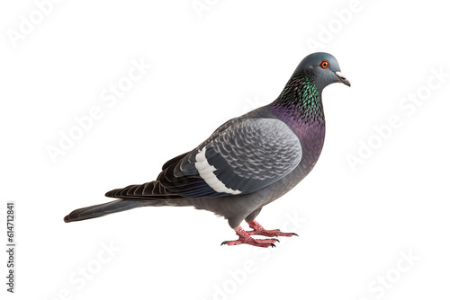 grey pigeon on white background generative AI.