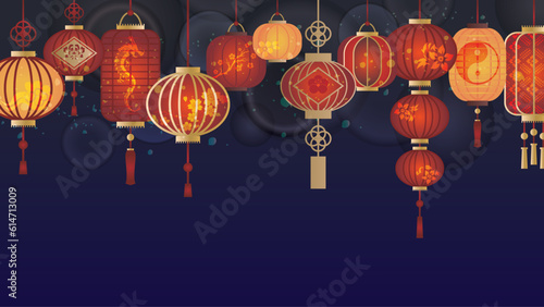中華風の提灯飾り背景