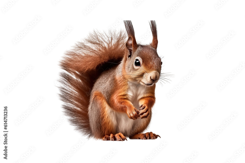 Obraz premium squirrel on a branch with no background generative AI tools.