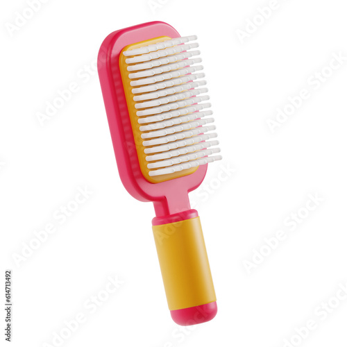 3d Hair Brush. icon isolated on white background. 3d rendering illustration