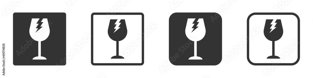 Fragile label vector symbols Broken glass black vector icons for packaging Fragile label vector symbols Broken glass black vector icons for packaging