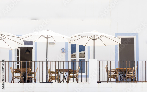 empty terrace with umbrella