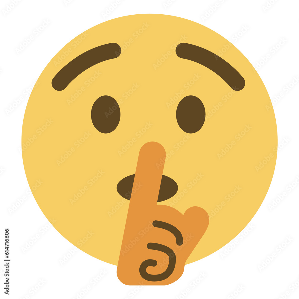 Top quality emoticon. Quiet emoji shh gesture, shush silent smiley