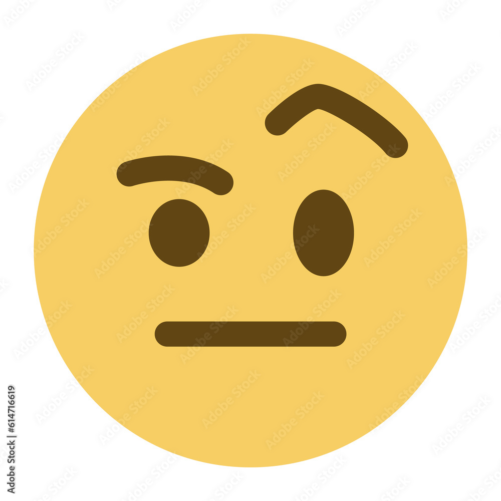Top quality emoticon. Raised eyebrow emoji. Skeptical emoticon. Yellow face emoji. Popular element. Top quality emoticon. Raised eyebrow emoji. Skeptical emoticon. Yellow face emoji. Popular element.