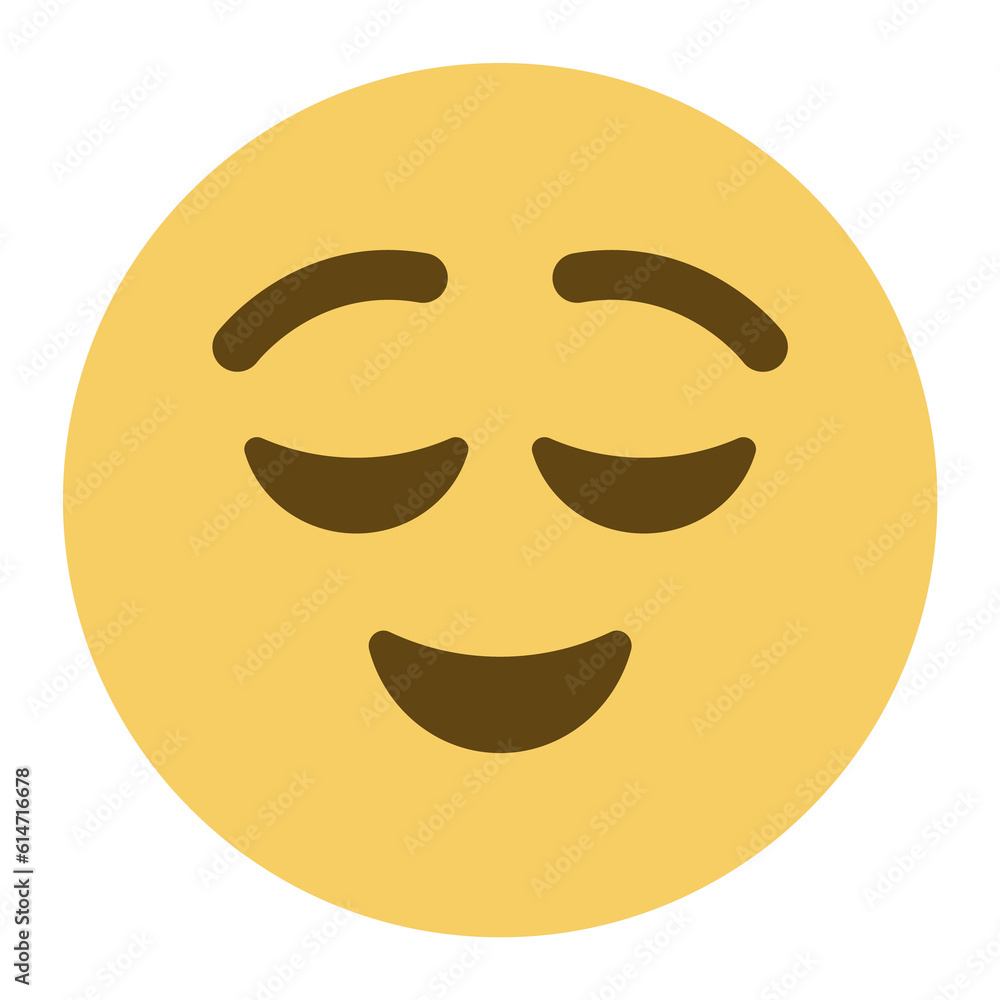 Fototapeta premium Top quality emoticon. Calm emoji. Relieved emoticon, peaceful face. Yellow face emoji element.