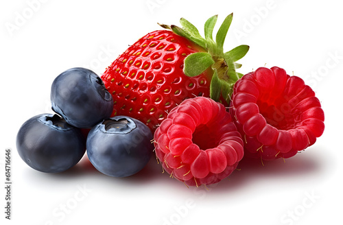 raspberries and blueberries isolated