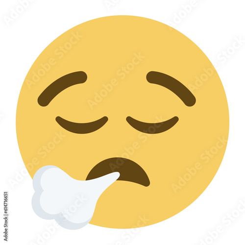 Billede på lærred Face Exhaling vector emoji icon