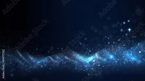 Dark blue and glow particle abstract background.