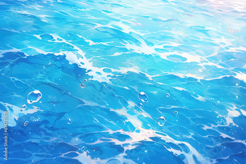 Anime style, Blue water wave 
