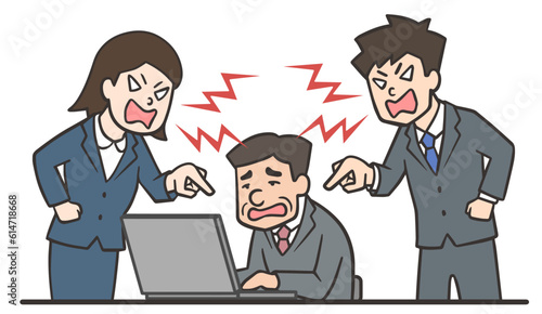 パワハラで年上の社員を追い詰める若い会社員