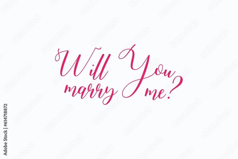 Will You Marry Me Pink Text, Will You Marry Me Poster, Marry Me Background, Engagement Text, Typography Wedding Text, Illustration Background. Isolated on white background.
