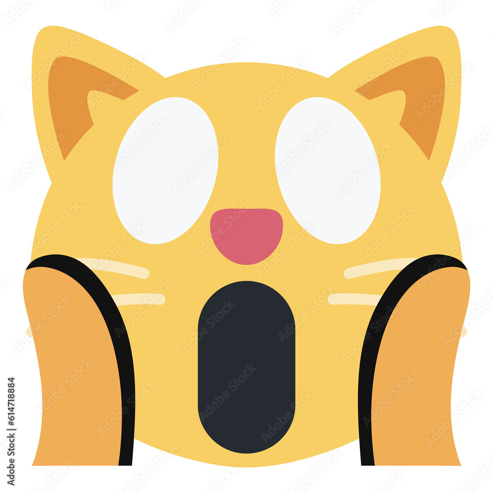 Weary Cat vector emoji icon. A cartoon cat variant of Weary Face. Its